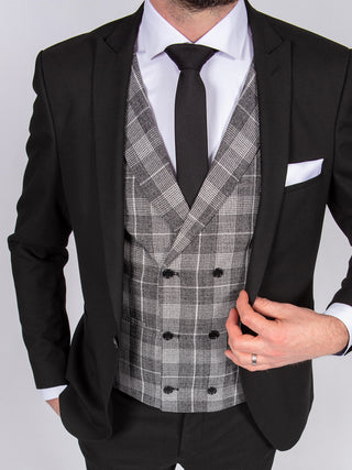 black-formal-check-waistcoat-suit-hire-belfast