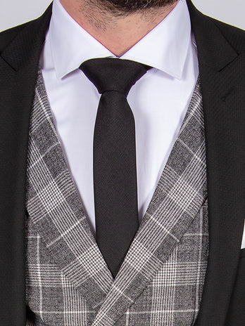 formal-black-check-waistcoat-suit-hire-belfast