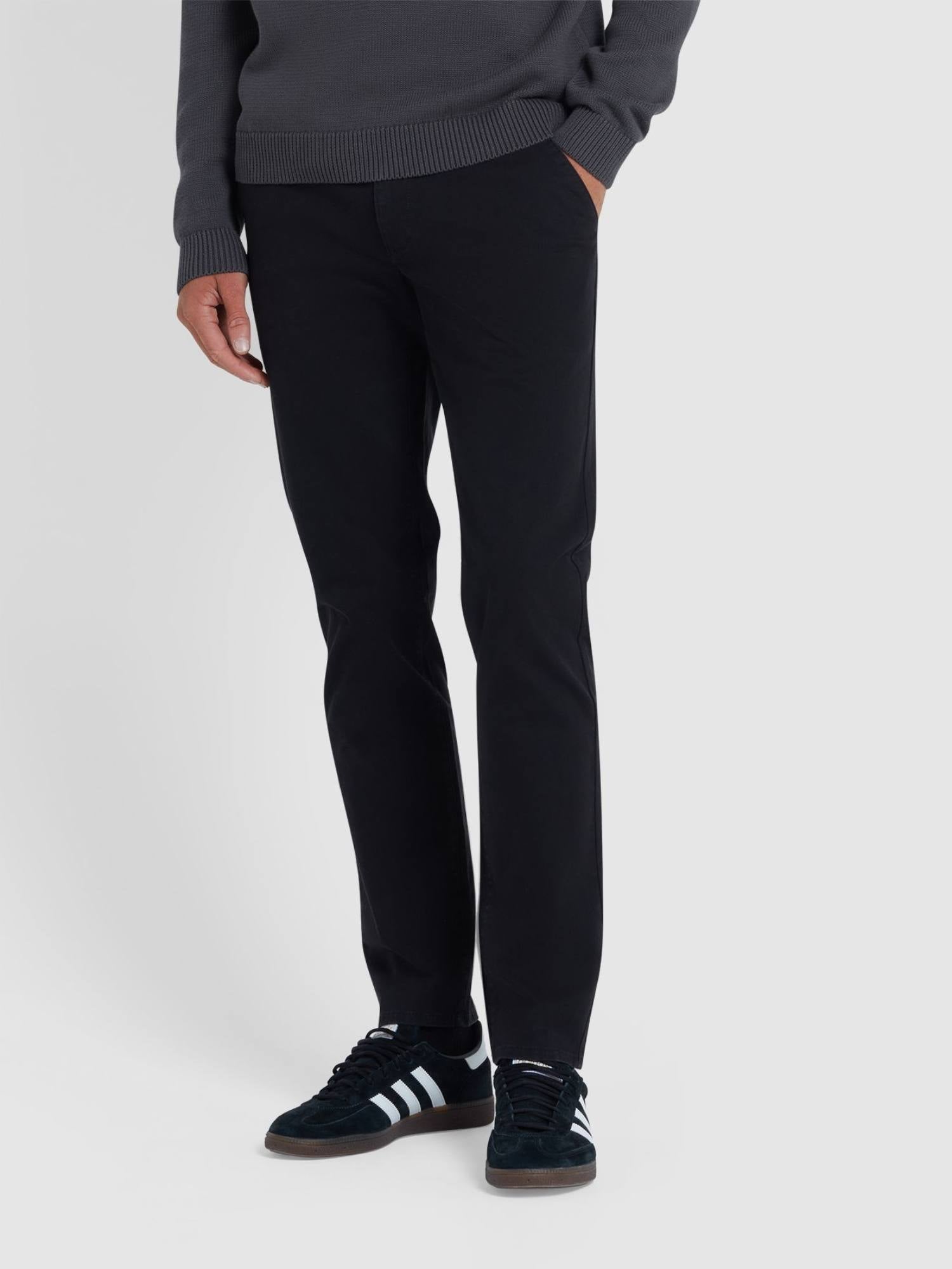 Mens Chinos | Farah | Black | Elm | Slim Fit | Shop Now – FOCUS