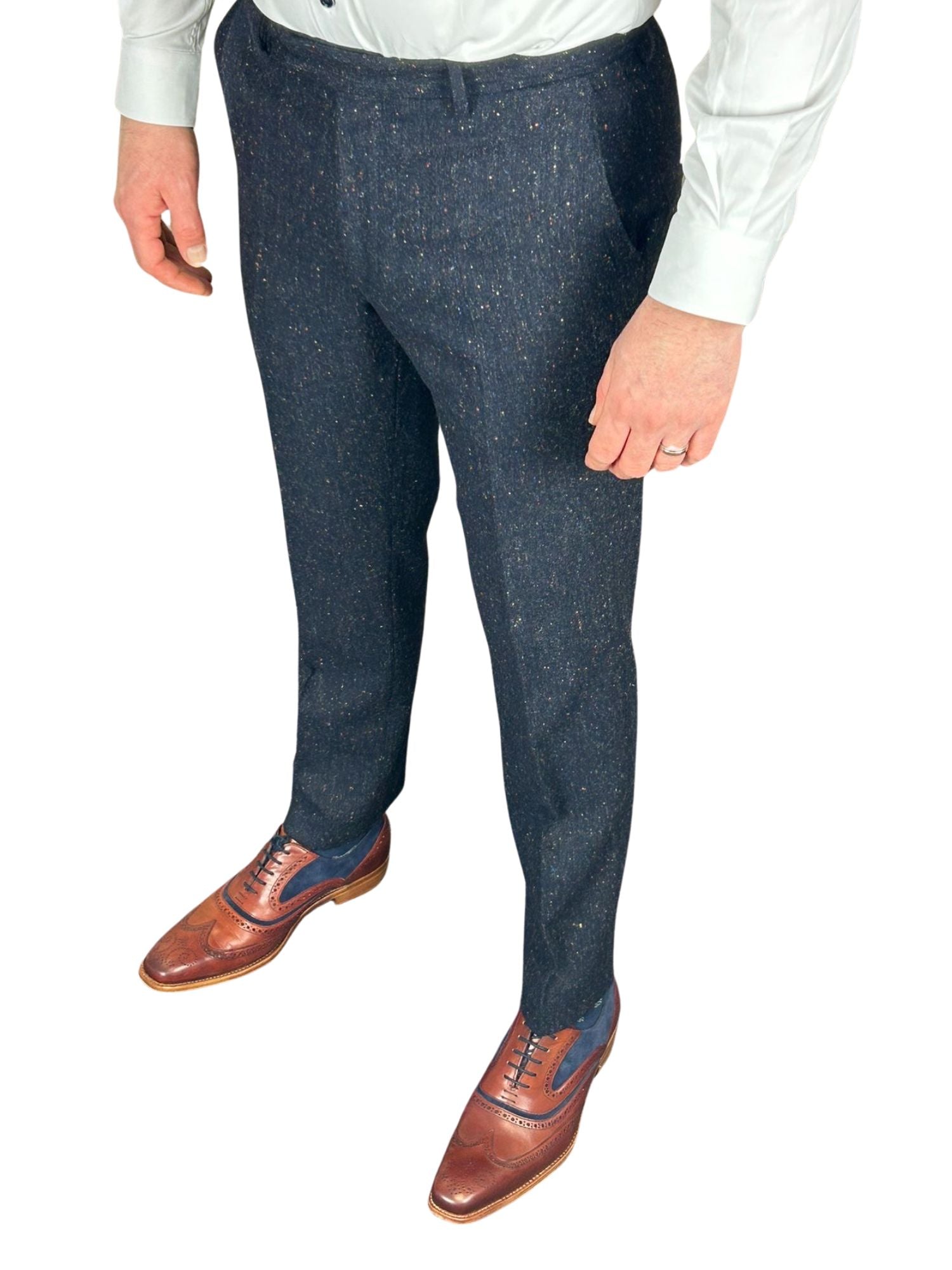 Tweed Trousers | Mens | Blue | Navy | Suits | Wool | Shop Now