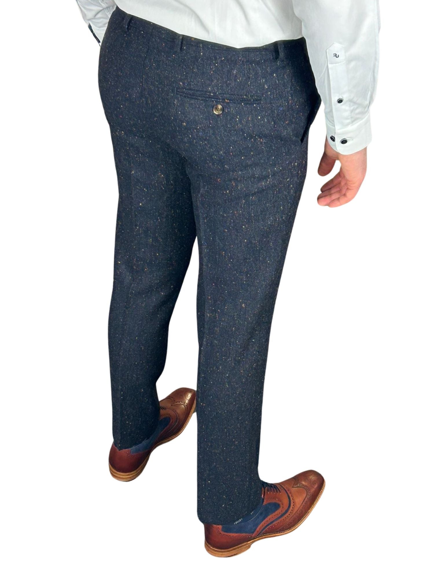 Tweed Trousers | Mens | Blue | Navy | Suits | Wool | Shop Now