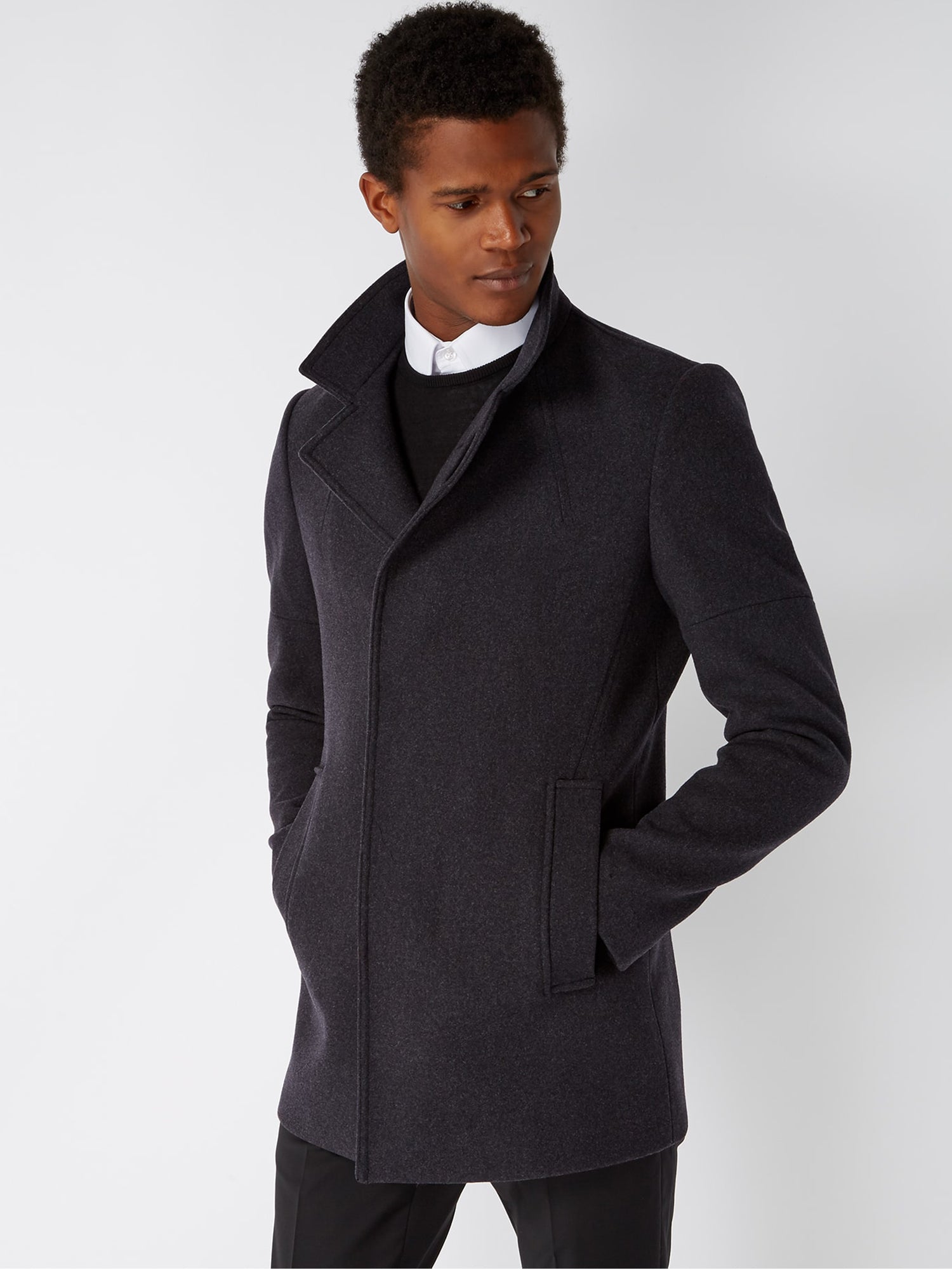 Pronto uomo charcoal 2024 classic fit car coat