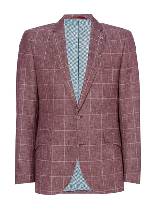 A red checked linen blazer from Remus Uomo