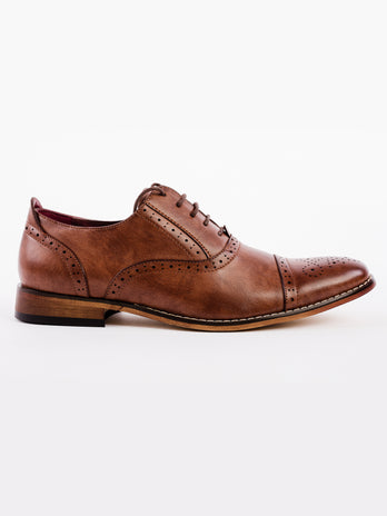 Mid Brown Capped Oxford Brogue Shoe