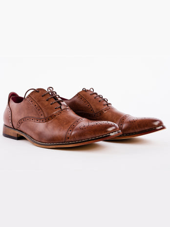 Mid Brown Capped Oxford Brogue Shoe