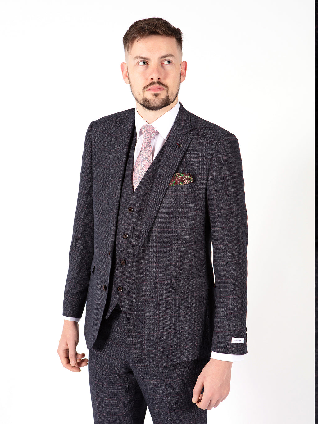 grey check suit