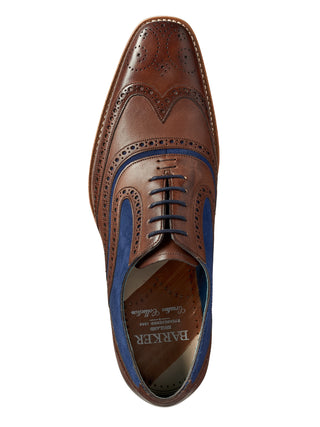 barker shoes hand painted mcclean brown & navy shoe