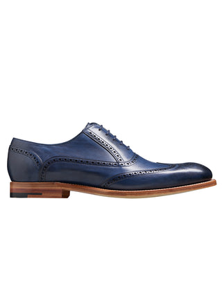 valiant barker shoes navy hand painted wingtip shoe